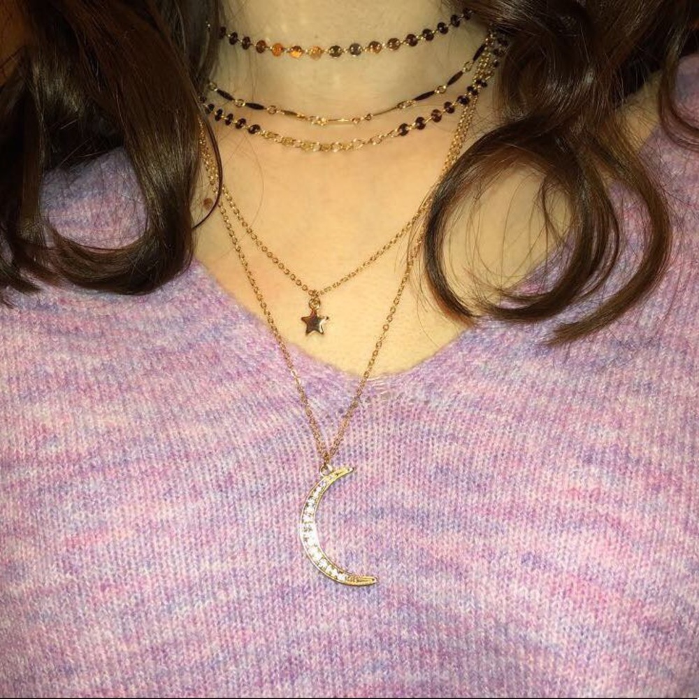 5 Layer Moon & Star Necklace - Picture 2 of 2